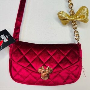 Bioworld Red and Gold Quilted Crossbody Bag with Charm